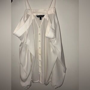 Express Cream Color Sz M silky long sleeve button front top